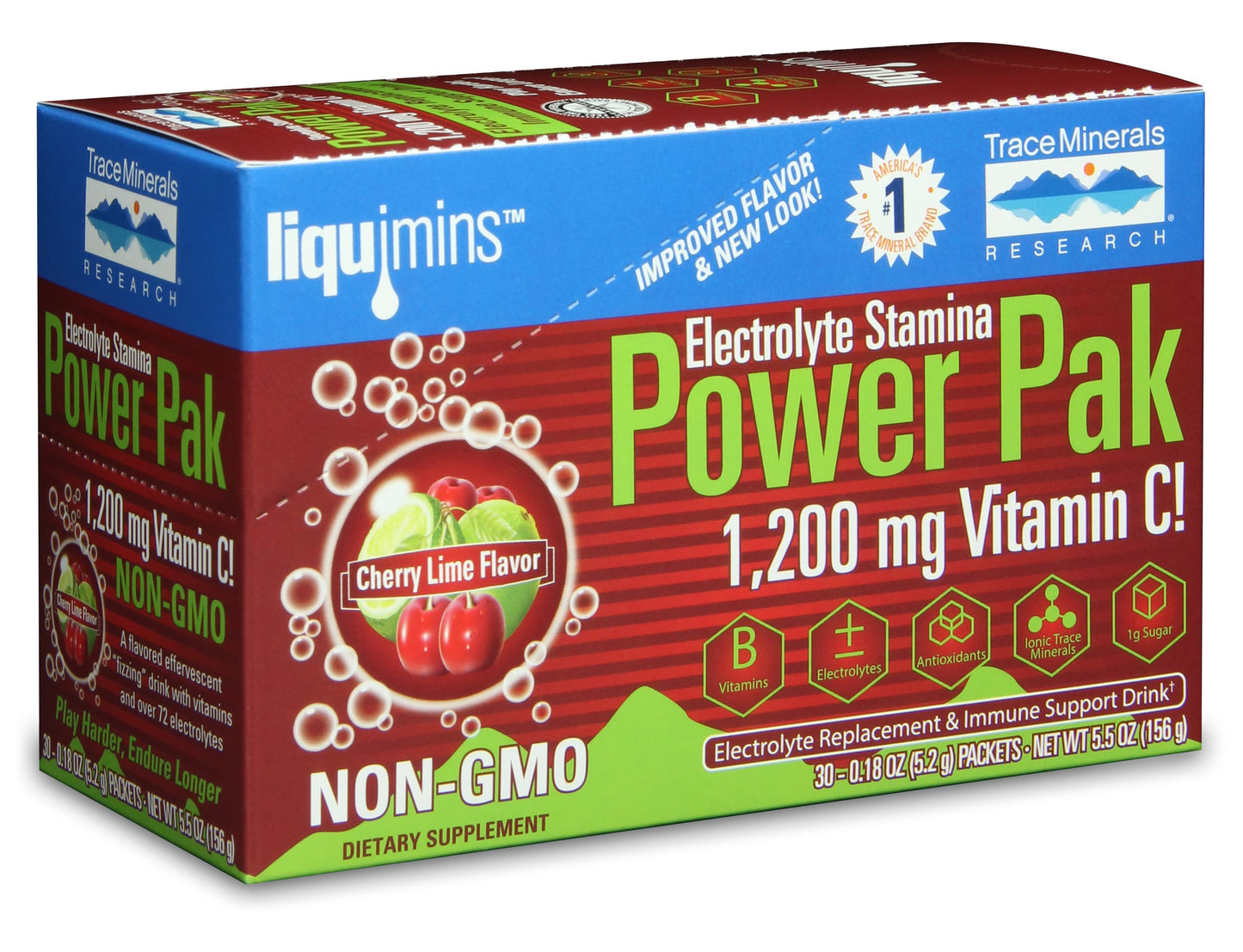 NON-GMO-ELECTROLYTE-STAMINA-CHERRY LIME 30 PK BY TRACE MINERALS