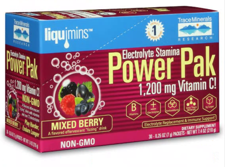 NON-GMO-ELECTROLYTE-STAMINA-POWER-PAK MIX BERRY 30 PK BY TRACE MINERALS 