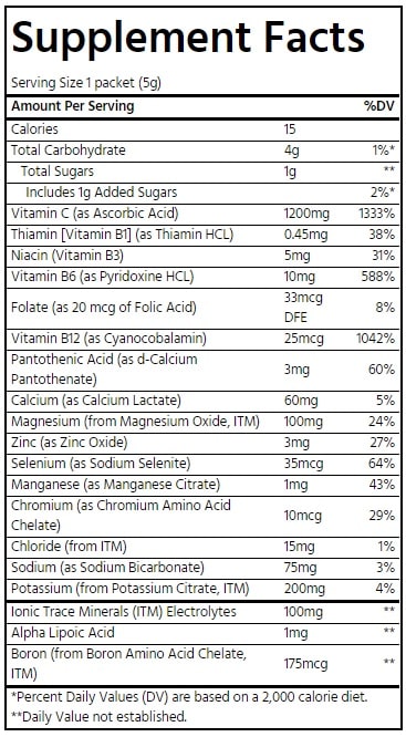 TRACE MINERALS NON-GMO-ELECTROLYTE-STAMINA-TANGERINE SUPPLEMENT FACTS
