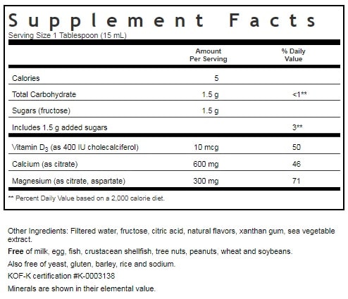 BLUEBONNET NUTRITION LIQUID CALCIUM MAGNESIUM CITRATE PLUS VITAMIN D3 SUPPLEMENT FACTS