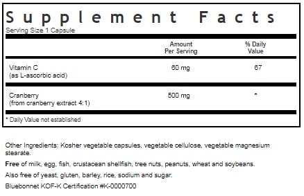BLUEBONNET NUTRITION SUPER FRUIT CRANBERRY FRUIT EXTRACT SUPPLEMENT FACTS