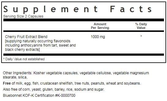 BLUEBONNET NUTRITION SUPER FRUIT CHERRY FRUIT EXTRACT SUPPLEMENT FACTS