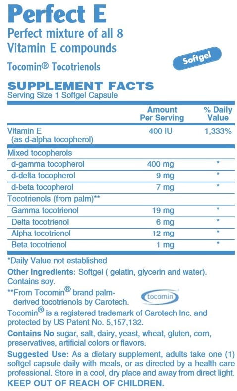 Betsy's Basics Perfect E Supplement Facts