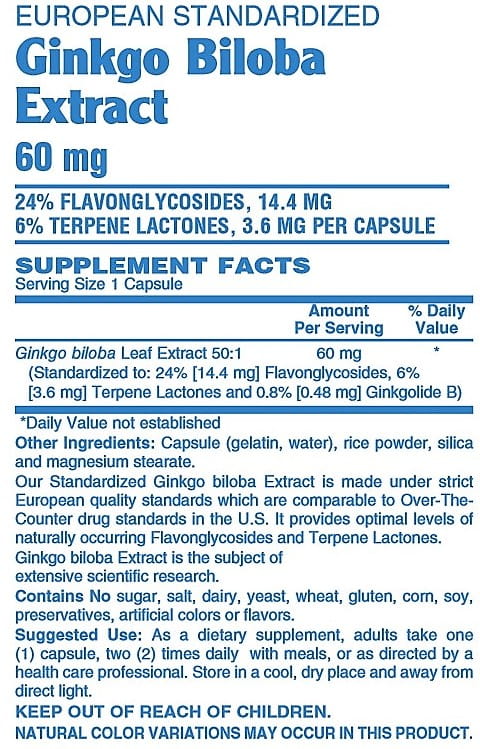 Betsy's Basics Ginkgo Biloba 60 mg