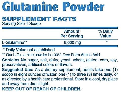 Betsy's Basics Glutamine Powder Supplement Facts