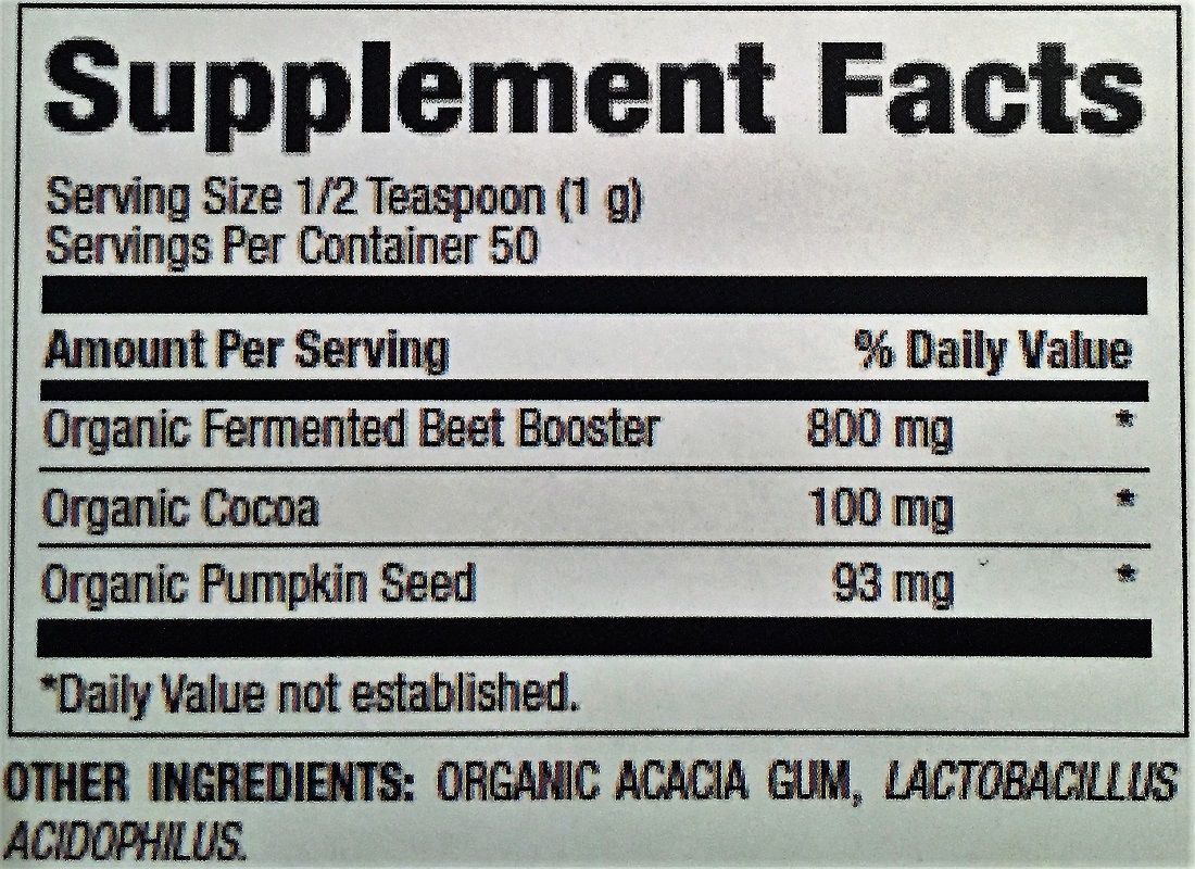 Betsy's Basics Beet Booster Powder Supplement Facts