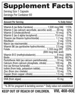 Betsy's Basics FemFocus Prenatal Once Daily Caps Supplement Facts