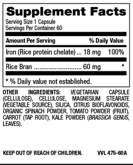Betsy's Basics Whole Food Essentials Iron Caps 18 mg Supplement Facts