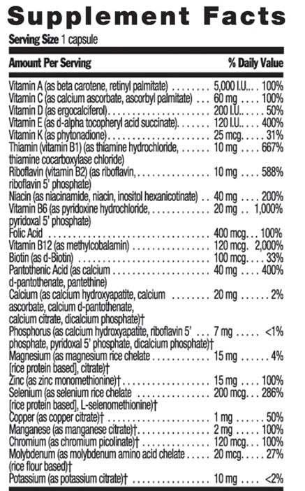Country Life DAILY TOTAL ONE IRON-FREE SUPPLEMENT FACTS 1 of 2