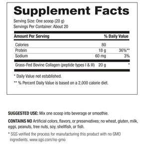 Betsy_s Basics Pure Collagen Peptide Supplement Facts 1 of 2